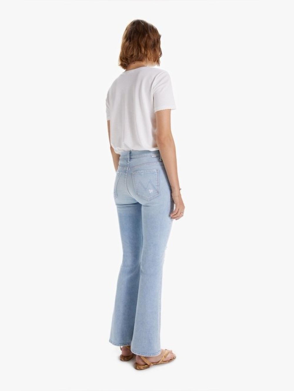 Mother The Weekender Flare Jean Free Hugs Distressed Light Wash Denim - Picture 2 of 15